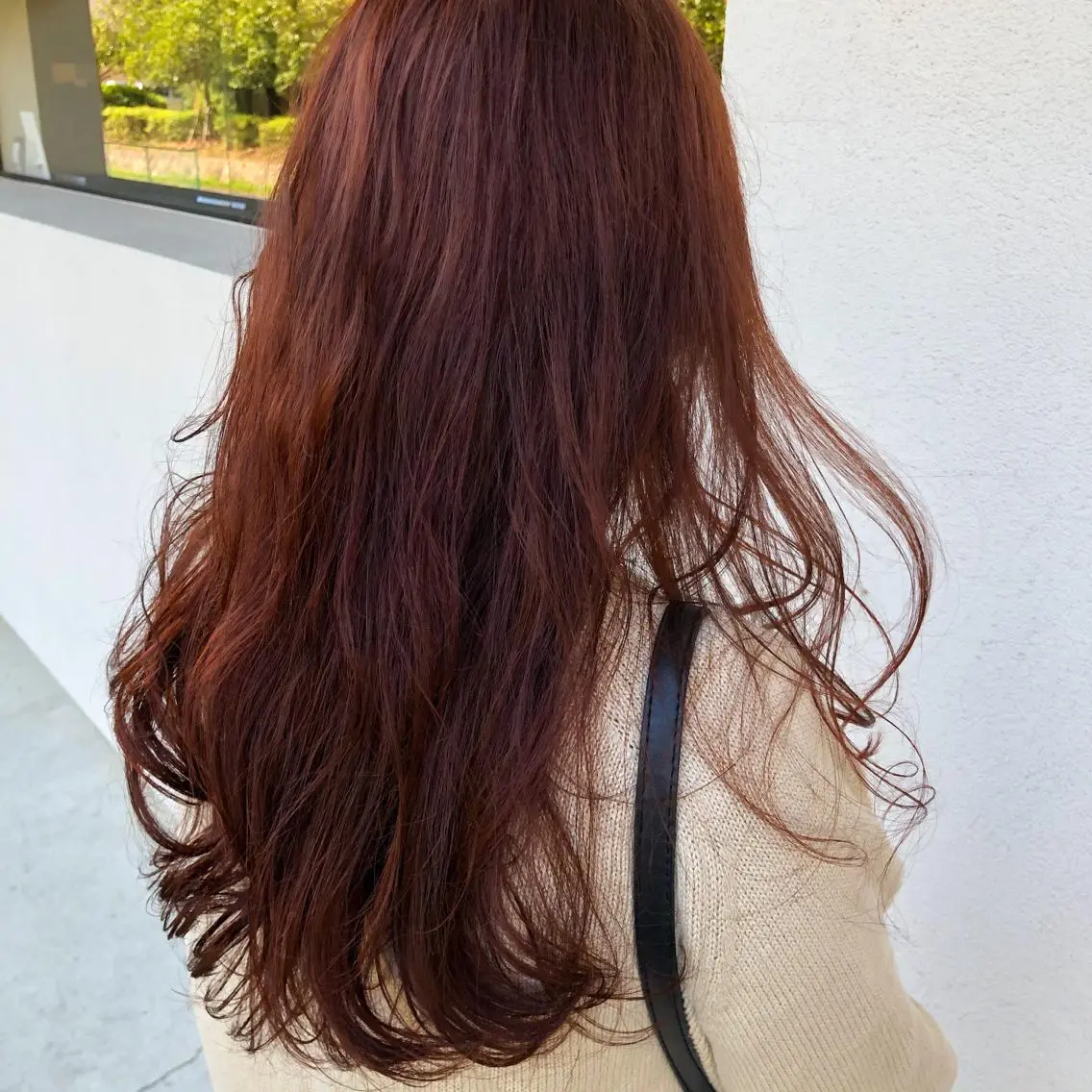 ロング カラー オレンジ レッドカラー カット ヘアカラー トリートメント 長崎 洋平のヘアスタイル