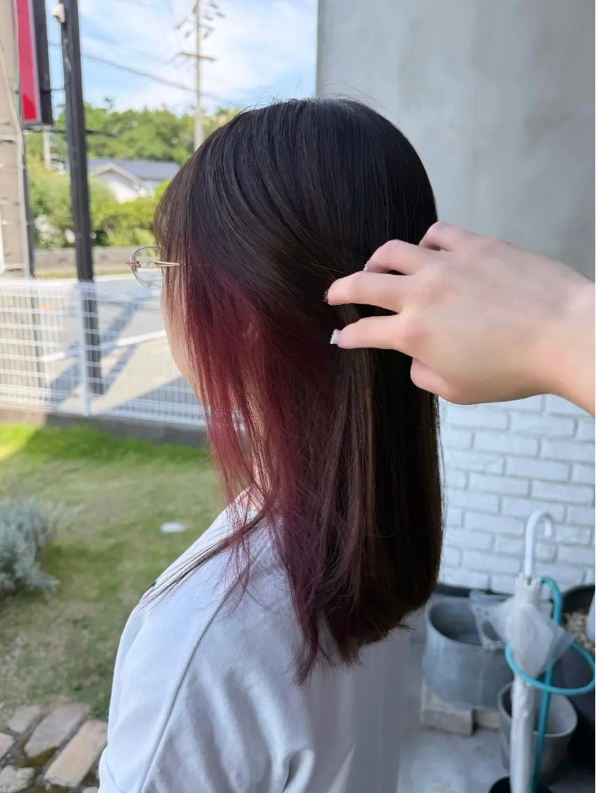 ミディアム カラー ピンクカラー レッドカラー ヘアカラー 透明感カラー/艶髪/ Ayakaのヘアスタイル