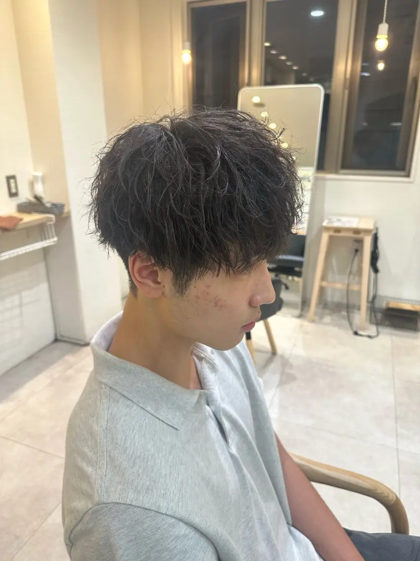 ショート パーマ メンズ マッシュ レイヤーカット カット トリートメント ヘアセット 【パーマの達人】 💎メンズ特化🔥徹のヘアスタイル