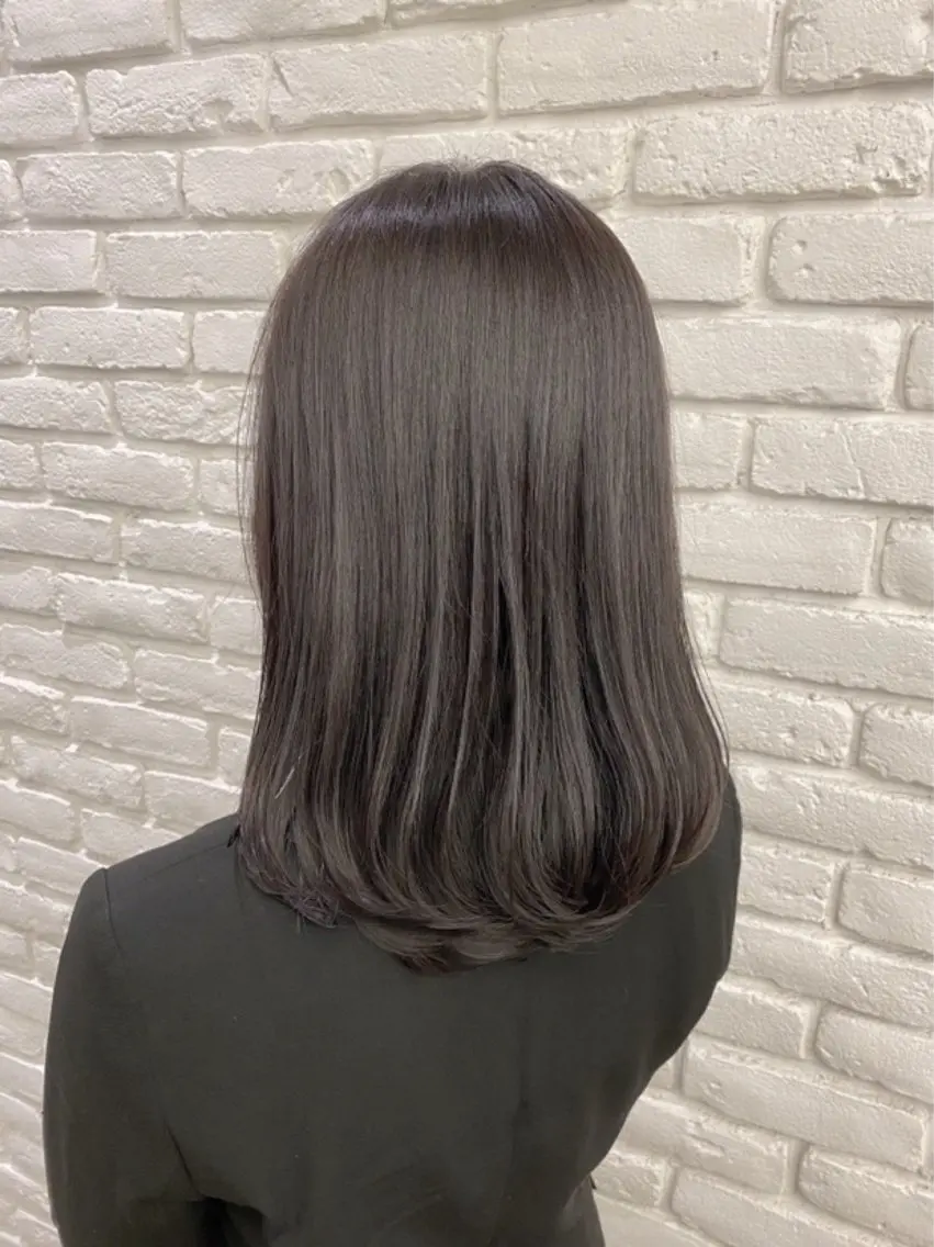 ミディアム カラー ブリーチ ブラウンカラー ショコラブラウン ダブルカラー ブリーチなしカラー カット ヘアカラー 透明感カラー🌿 グレージュ🐺陽介のヘアスタイル