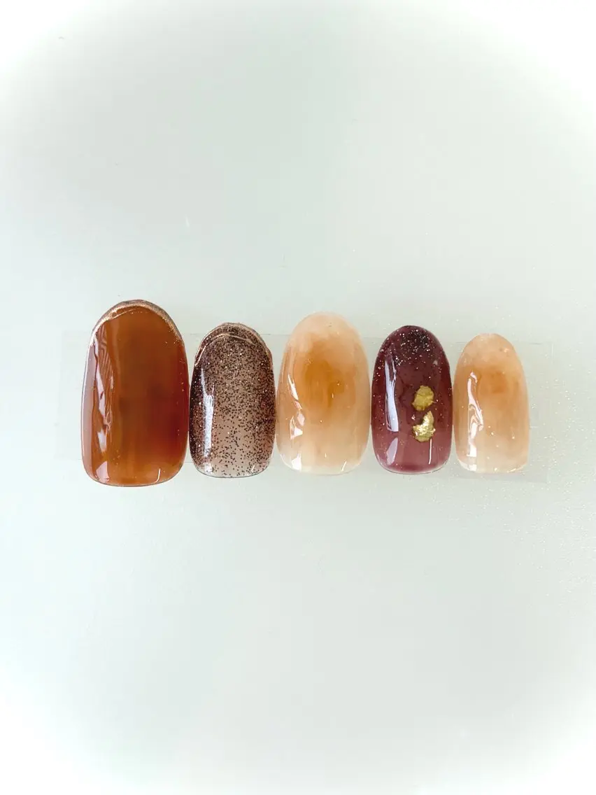 ネイル ブラウン ニュアンスネイル ハンドネイル Mary nail .narumiのネイルデザイン