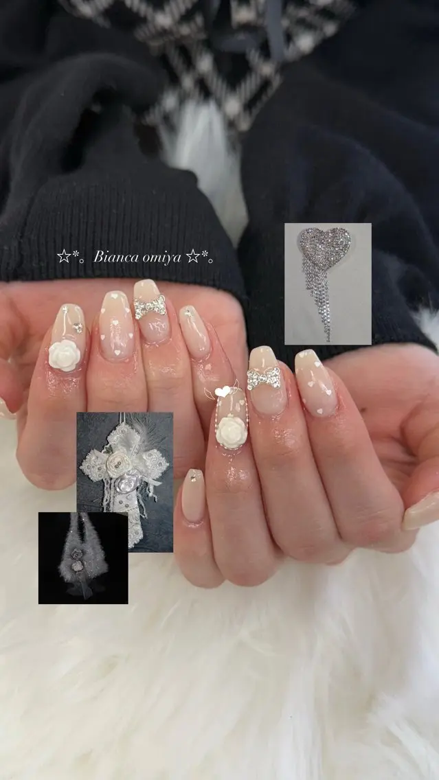 ネイル 持ち込み リボン ハンドネイル 🎀Silk by Bianca陽菜果のネイルデザイン