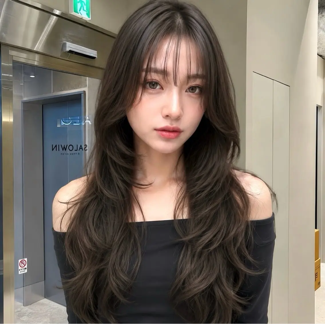 ロング カット ヘアカラー トリートメント 神戸レイヤーカット 顔周り／骨格診断のヘアスタイル
