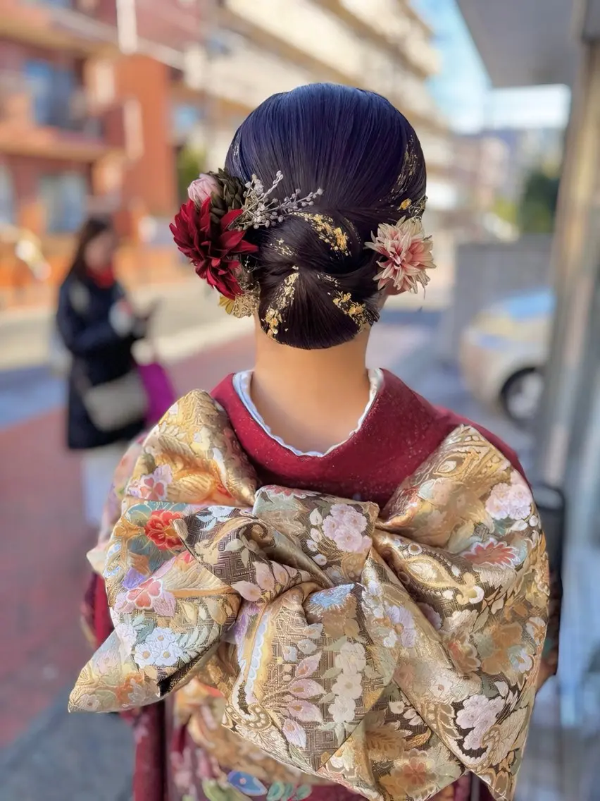 成人式、卒業式袴、着付けない場合のフルアップスタイルにおすすめメニューです 早朝7時までok🌿早朝料金別途かかりますの写真