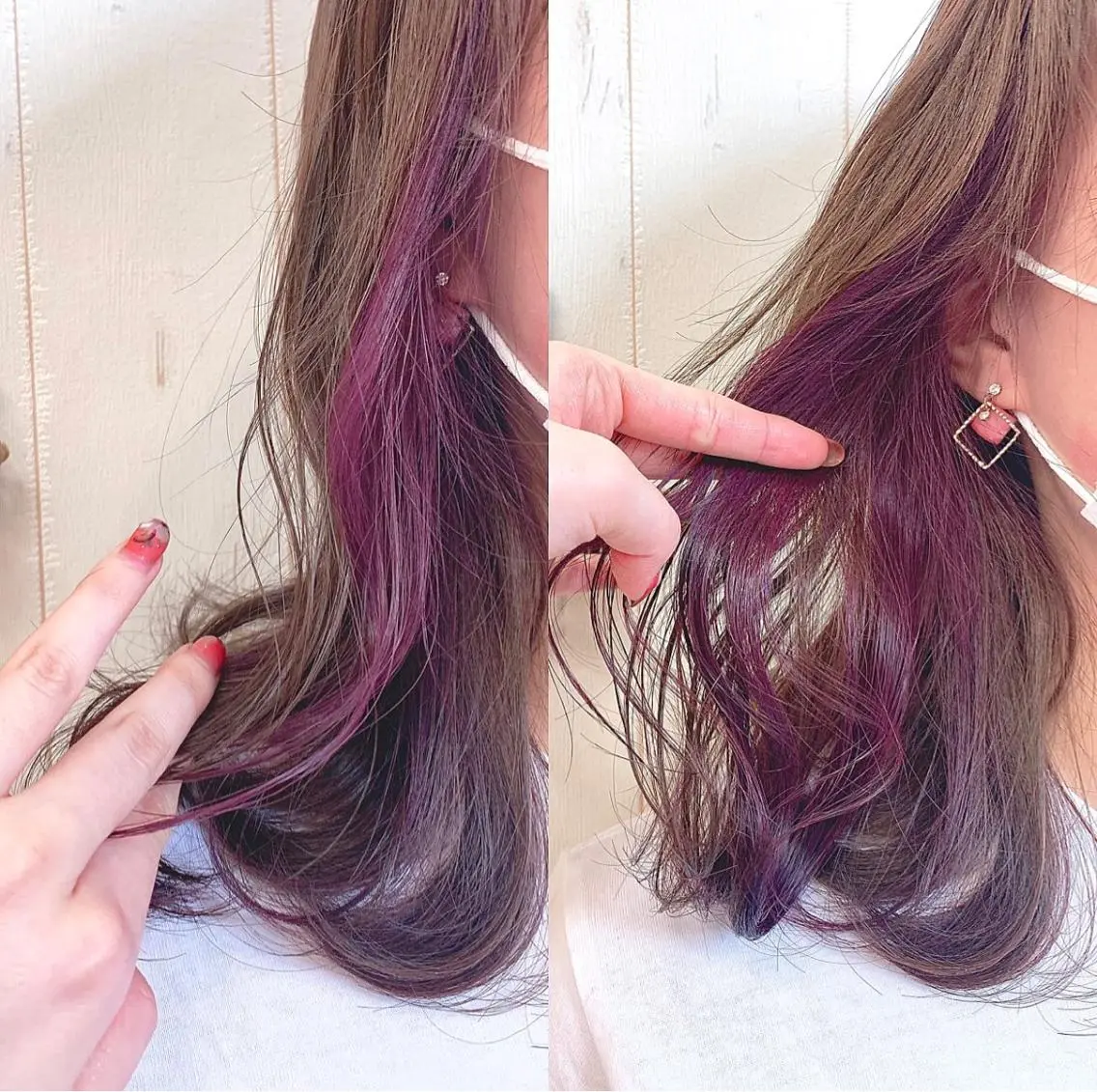 ❤︎ インナーカラー/カシスパープル❤︎ ケアブリーチ🌈割引🌈の写真