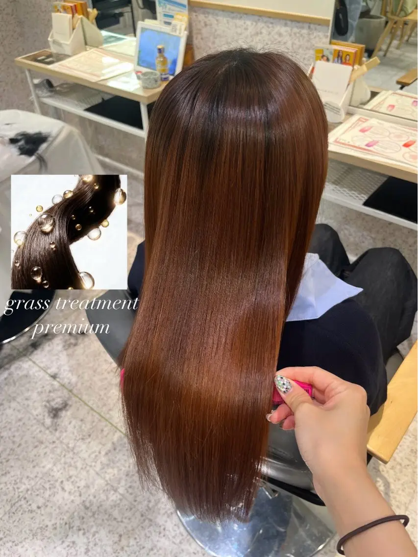 ロング 髪質改善 ロング トリートメント 髪質改善&艶カラー/ ほんだあみ (♡)のヘアスタイル
