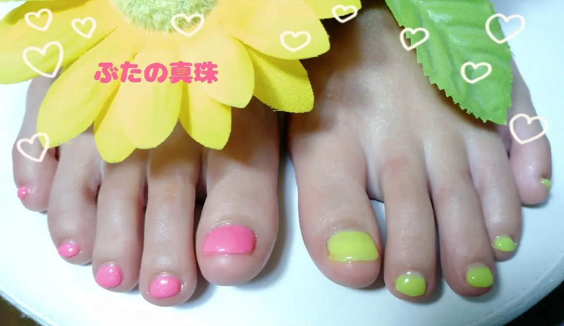 🌿✨️晩夏のフットネイル👣ベーシックコース✨ワンカラー🌟オフなし♪の写真