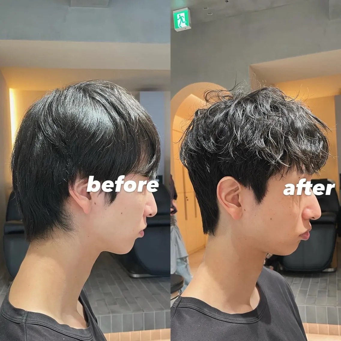 ショート パーマ メンズ ブリ—チ🌈カラ— 🌀パ—マ🌿ちえのヘアスタイル