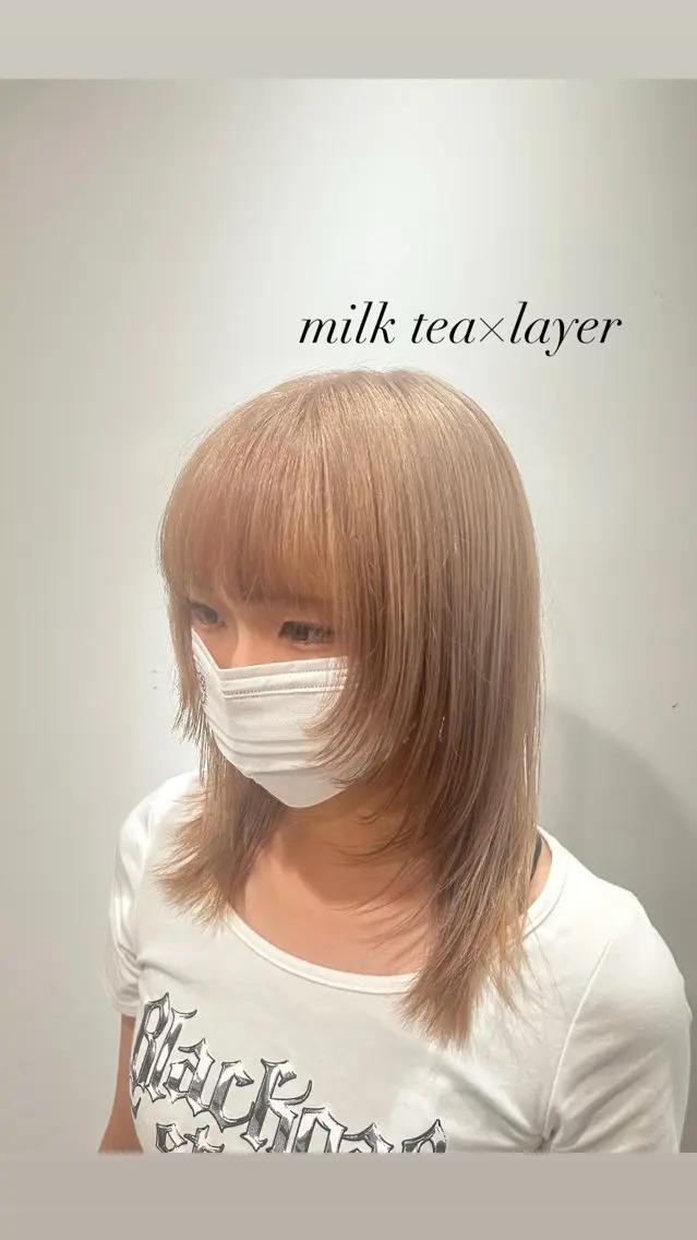 ミディアム カラー ヘアカラー ケアブリーチ/ウルフ /ハイトーン/ふうとのヘアスタイル