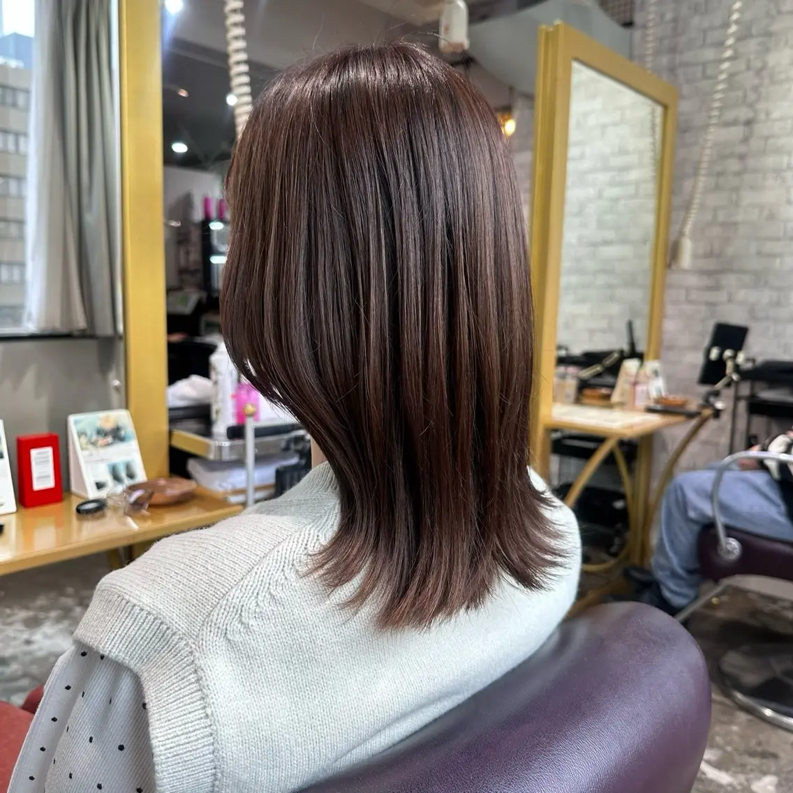 ミディアム カラー ブラウンカラー カット ヘアカラー Saki💛心斎橋 髪質改善/艶カラーのヘアスタイル