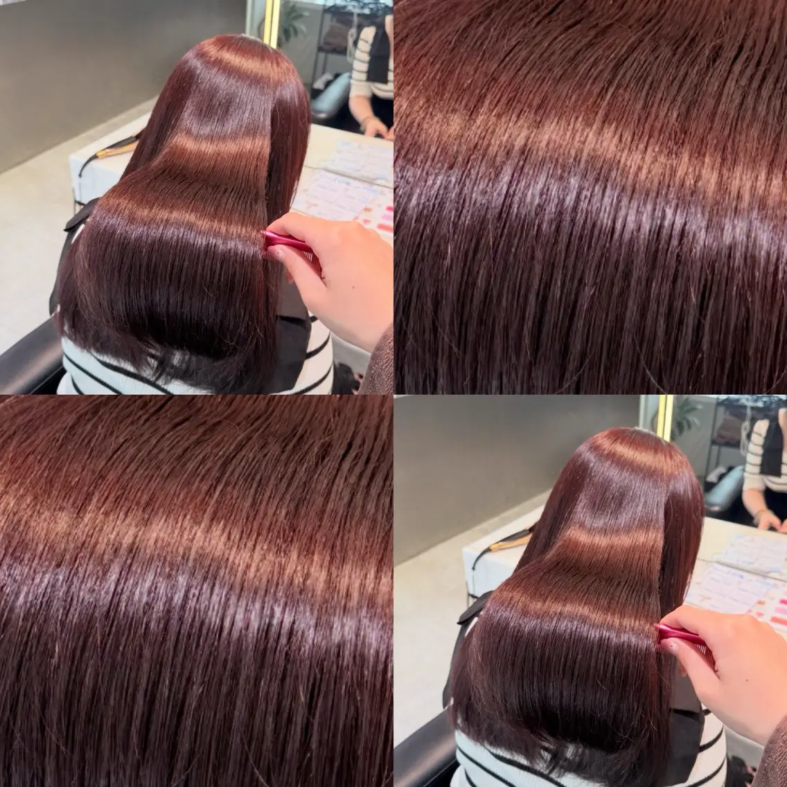 セミロング カラー ブラウンカラー ピンクカラー ピンクブラウン ヘアカラー トリートメント 暖色カラー/ ストレート/くるみのヘアスタイル