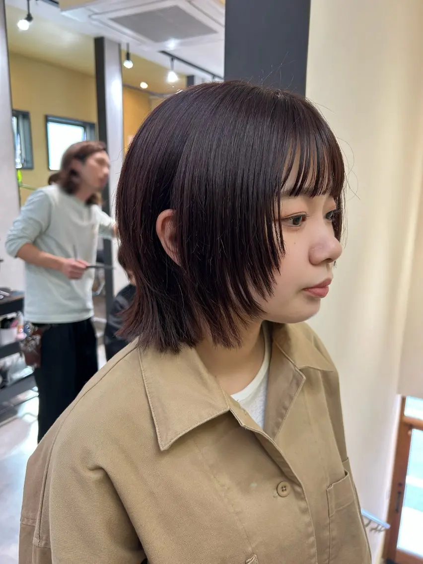 ミディアム カラー ボブレイヤー ボブ レイヤーカット ウルフカット ウルフレイヤー カット ヘアカラー トリートメント hubhair レイヤー/透明感のヘアスタイル
