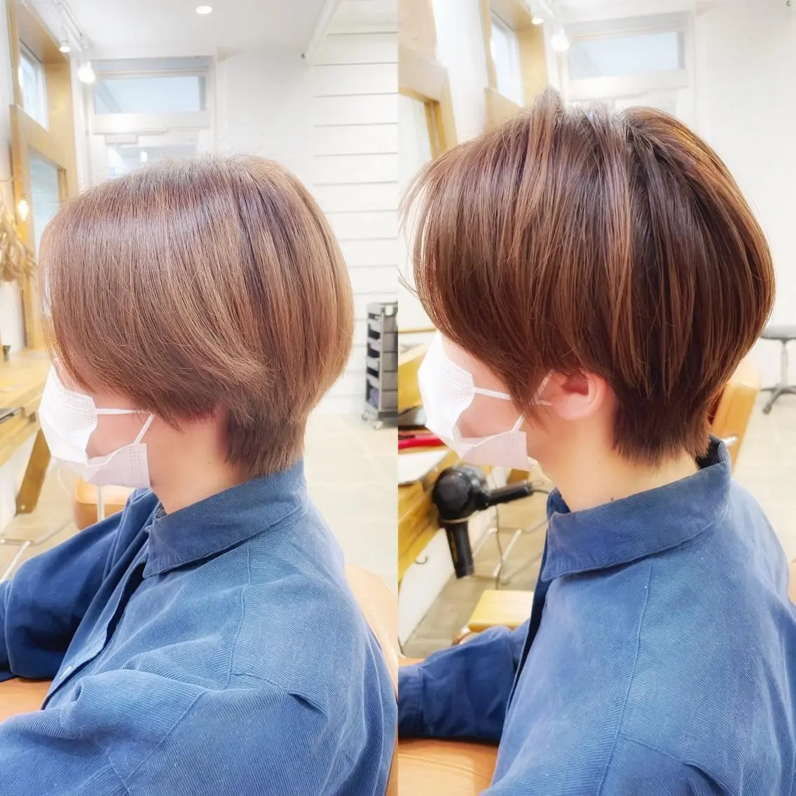 ショート カラー ショートボブ アッシュ ボブ シースルーバング ショートヘア カット ヘアカラー 👑銀座ショート/ 絶壁補正/金子涼👑のヘアスタイル