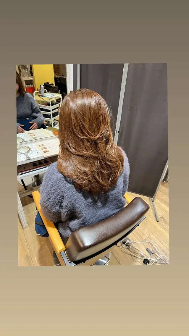 ロング カラー カット ヘアカラー トリートメント 三浦 吏恵のヘアスタイル