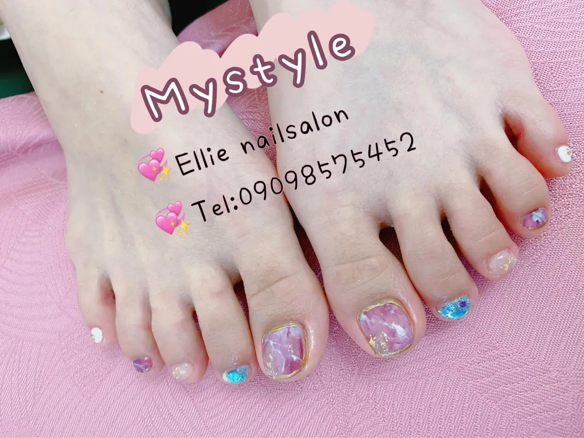 ネイル フットネイル 持ち込み フットネイル 閨匠ビューティサロン 新橋店♡Ellieのネイルデザイン