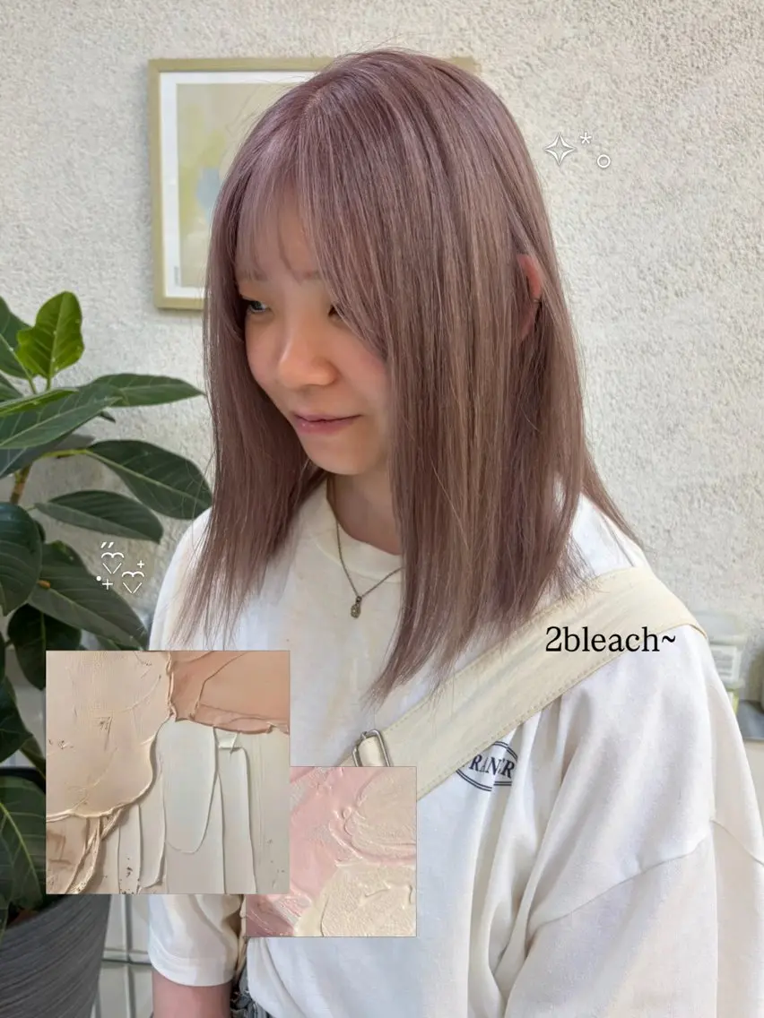 ミディアム カラー ヘアカラー 🧸柔らかベージュ/ 顔周りレイヤー/ミクのヘアスタイル
