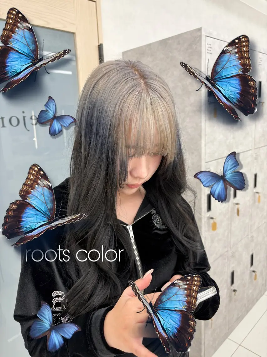 ロング カラー ダークグレー シルバー 縮毛矯正 ブリーチパーマ 🎀Rumiのヘアスタイル