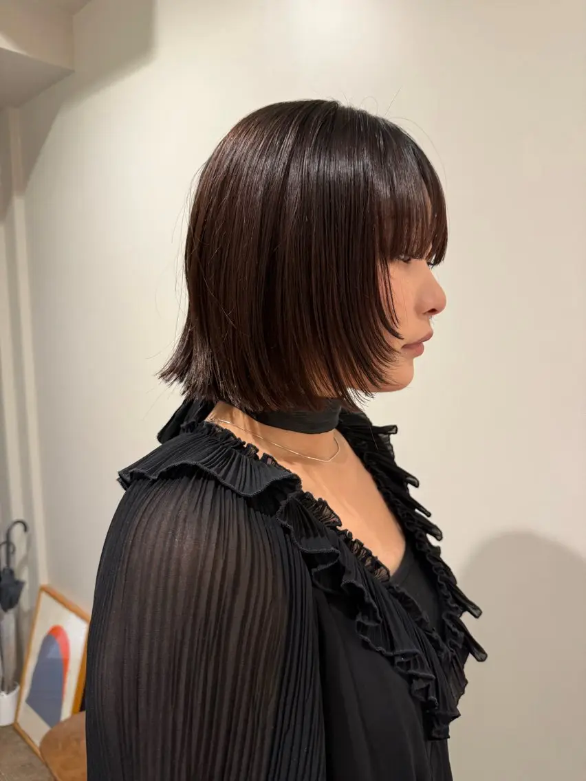ミディアム ワンレンボブ ボブ 顔まわりレイヤー 顔周りカット レイヤーカット カット ヘアカラー 林 コウセイ【三軒茶屋】のヘアスタイル