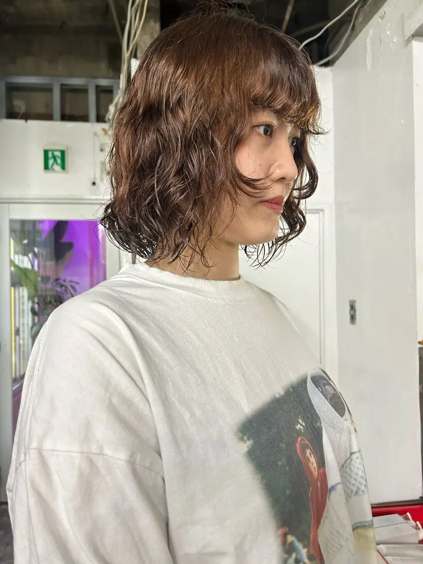 ミディアム パーマ ミディアムパーマ レイヤーカット カット パーマ maho/垢抜け カラーパーマのヘアスタイル