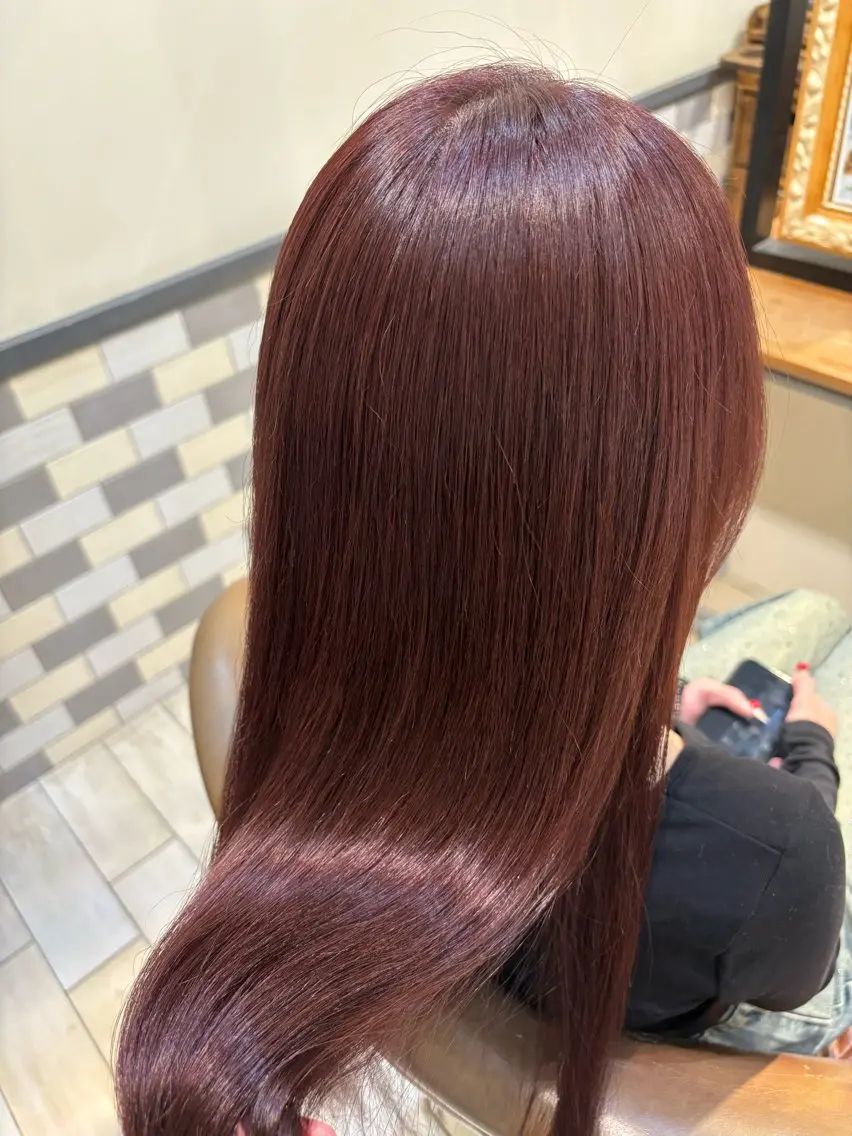 ロング カラー ブラウンカラー ピンクカラー ローズカラー ローズブラウン ヘアカラー トリートメント 古屋 澪 艶髪カラー✨のヘアスタイル