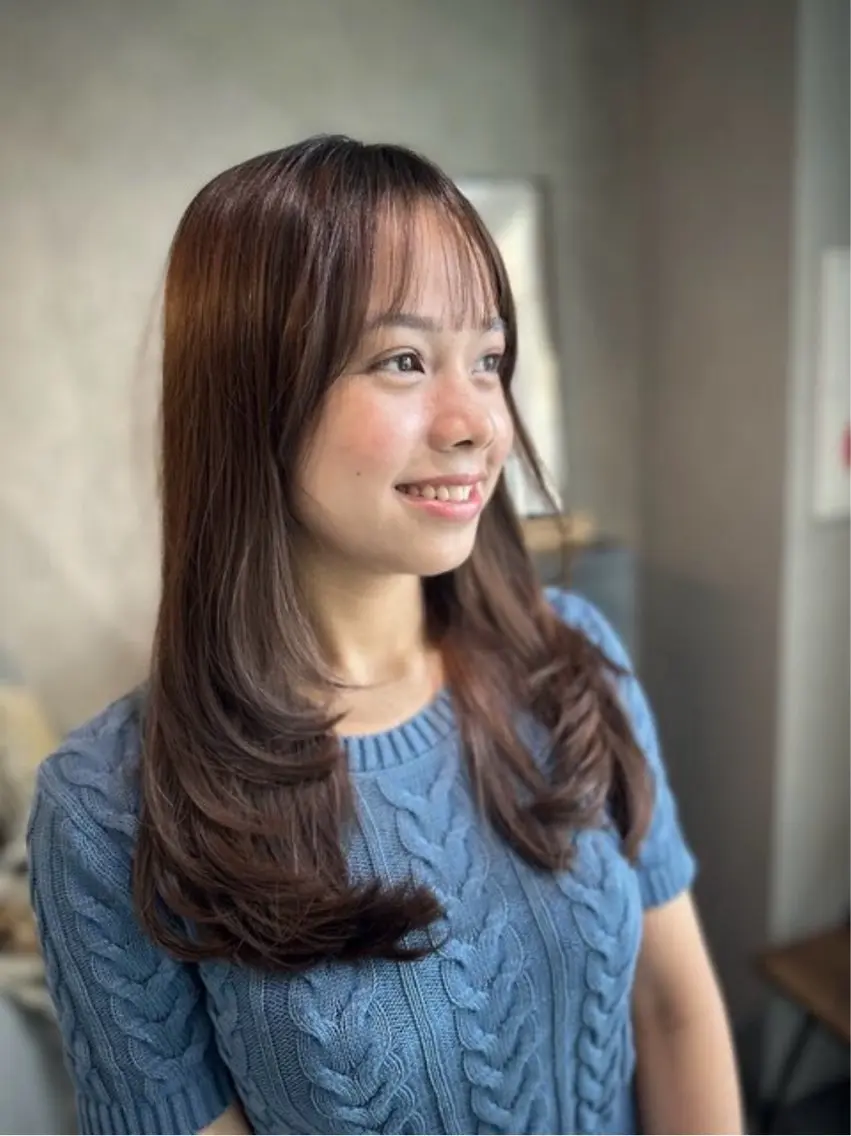 セミロング ヘアカラー トリートメント り なのヘアスタイル