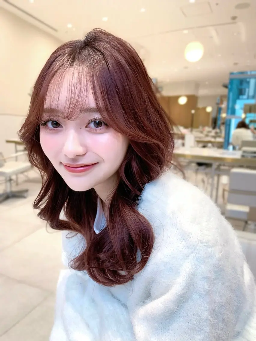 ミディアム カラー カット ヘアカラー トリートメント ヘッドスパ ヘアセット 韓国ヘア/レイヤー/ 顔まわり/りょーとのヘアスタイル