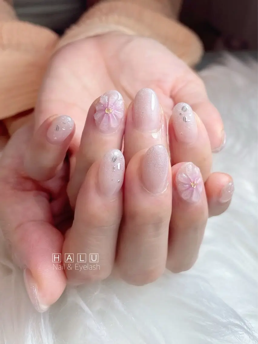 ネイル フラワーネイル ぷっくりネイル HALU ハルのネイルデザイン