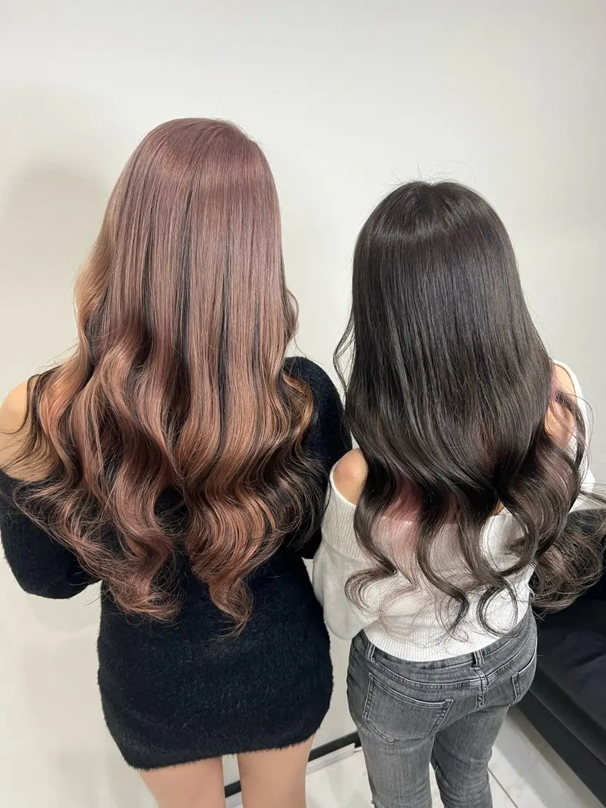 ロング カラー プルエクステ ベージュカラー ブリーチ ケアブリーチ ピンクカラー カット ヘアカラー トリートメント エクステ YUDU🍊 germe/ジェルムのヘアスタイル