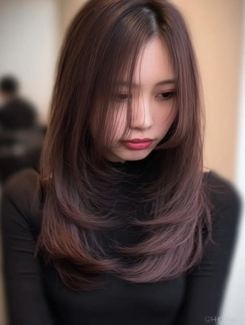 ロング カラー ヘアカラー 🍒モテ暖色カラー × うる艶✧ ゆなのヘアスタイル