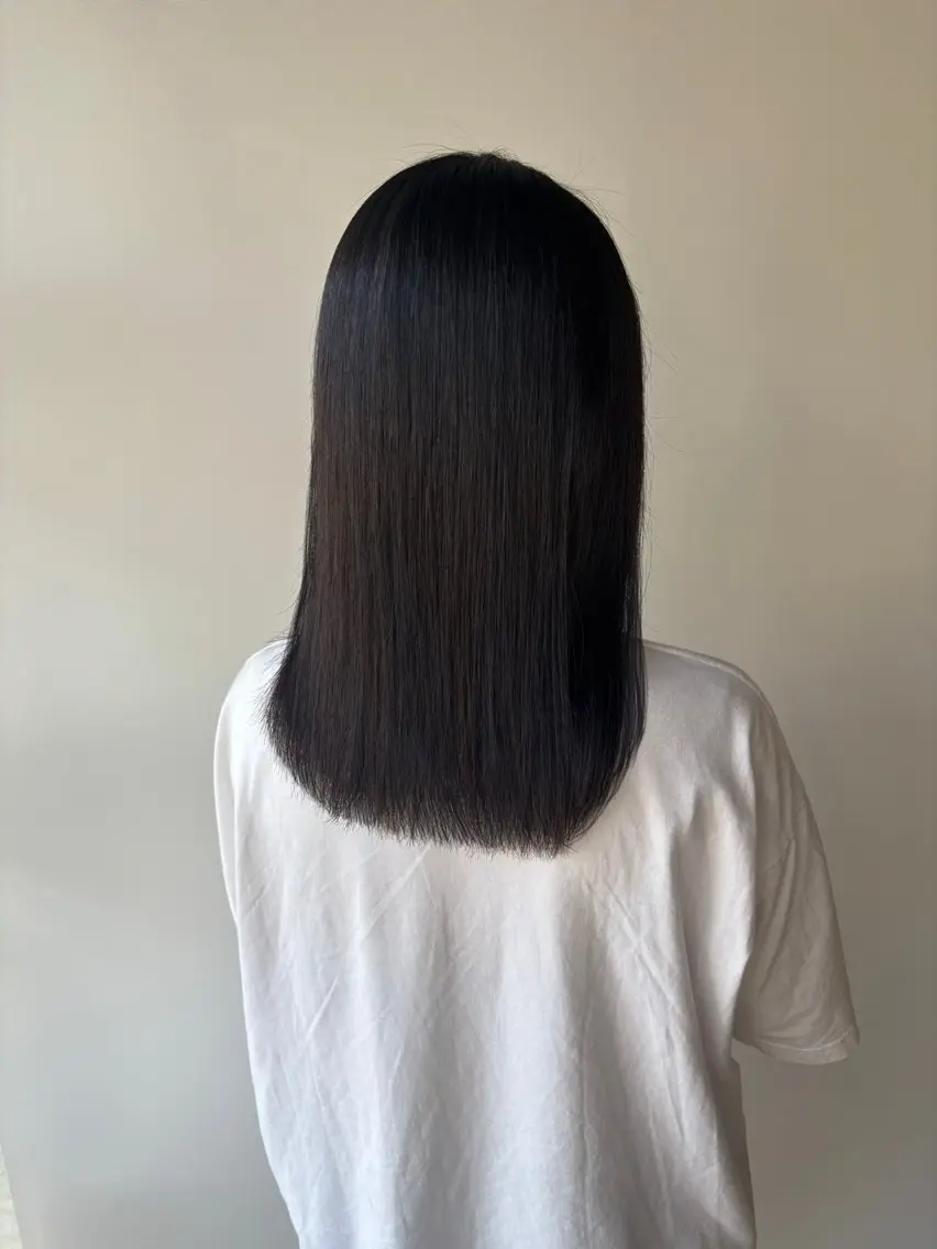 セミロング パーマ カット 縮毛矯正 トリートメント よしなり あみのヘアスタイル