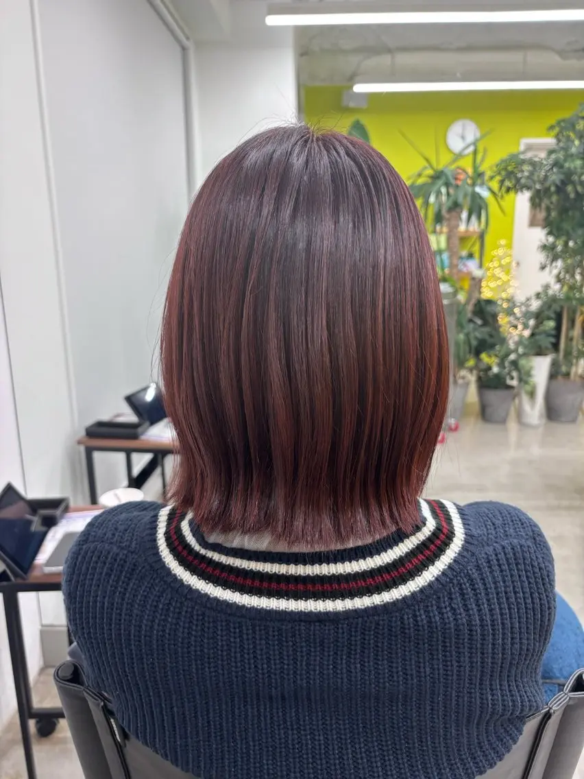 ミディアム カラー ピンクカラー レッドカラー 鈴木 ちさきのヘアスタイル