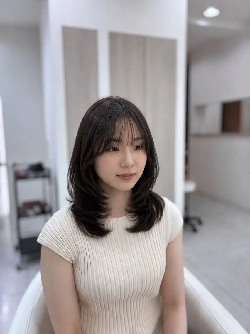 ミディアム カット ヘアカラー トリートメント Hinata🫧 レイヤー×髪質改善のヘアスタイル