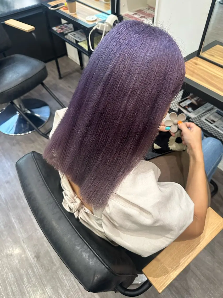 ミディアム カラー ラベンダーカラー 艶髪レイヤー上田 紗也🇰🇷💗のヘアスタイル