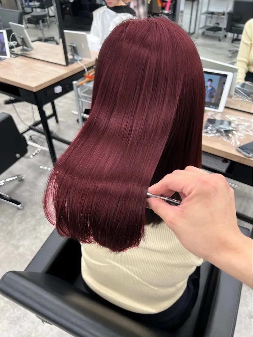 ロング カラー ブリーチ カシス ダブルカラー ピンクカラー トリートメント レイヤー🩰髪質改善 /透明感/kanaのヘアスタイル