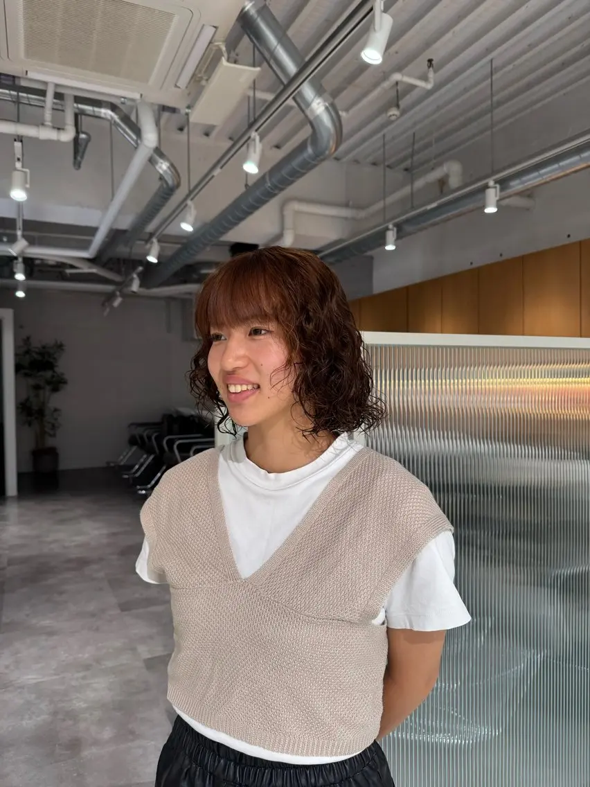ミディアム パーマ 🐰カットモデル募集 🐰大場杏里🐰のヘアスタイル