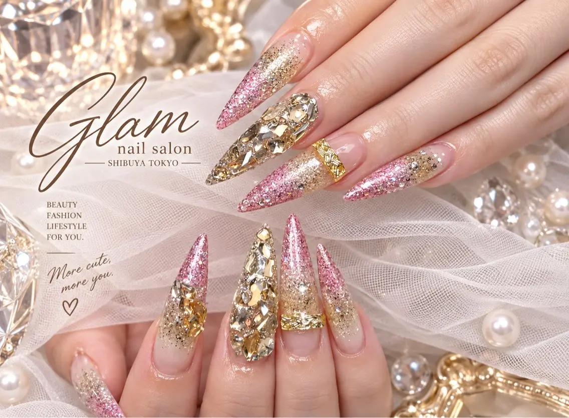 ネイル ハンドネイル エツメ💅 長さ出し🎀デザインのネイルデザイン