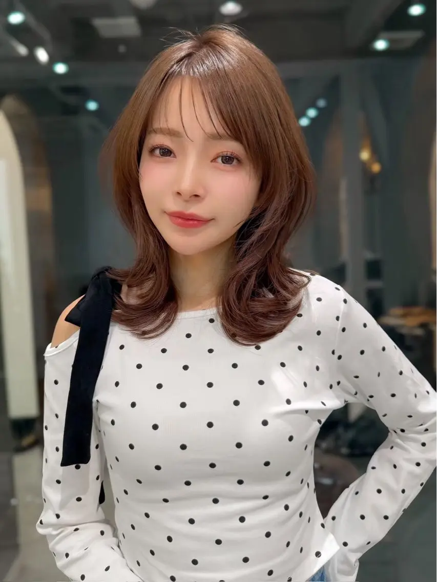 ミディアム ヘアカラー トリートメント ヘッドスパ ヘアセット うる艶カラー/ 縮毛矯正/nao💙のヘアスタイル