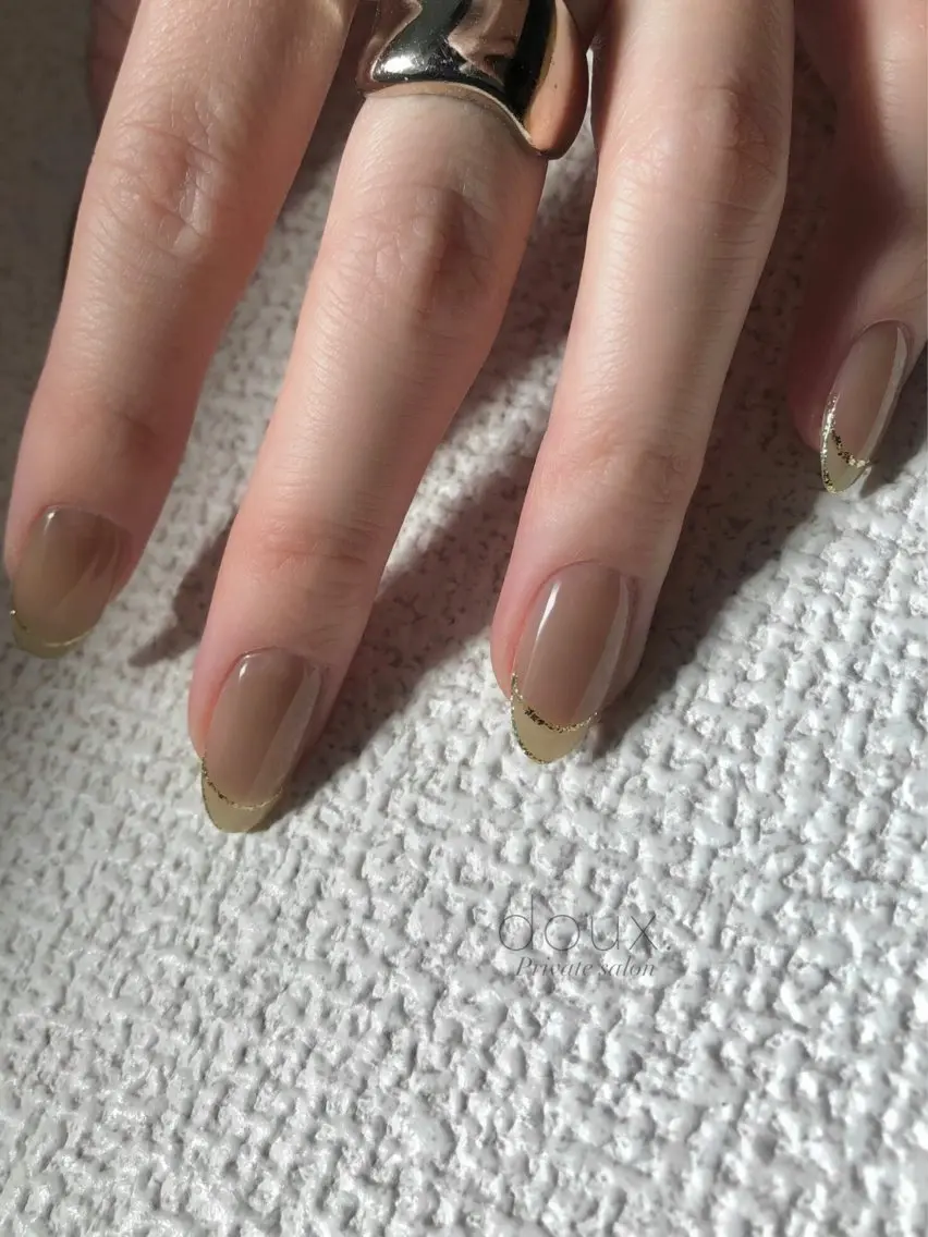 ネイル フレンチネイル 韓国ネイル ラメ(グリッター) ニュアンスネイル ワンカラーネイル doux. nailのネイルデザイン