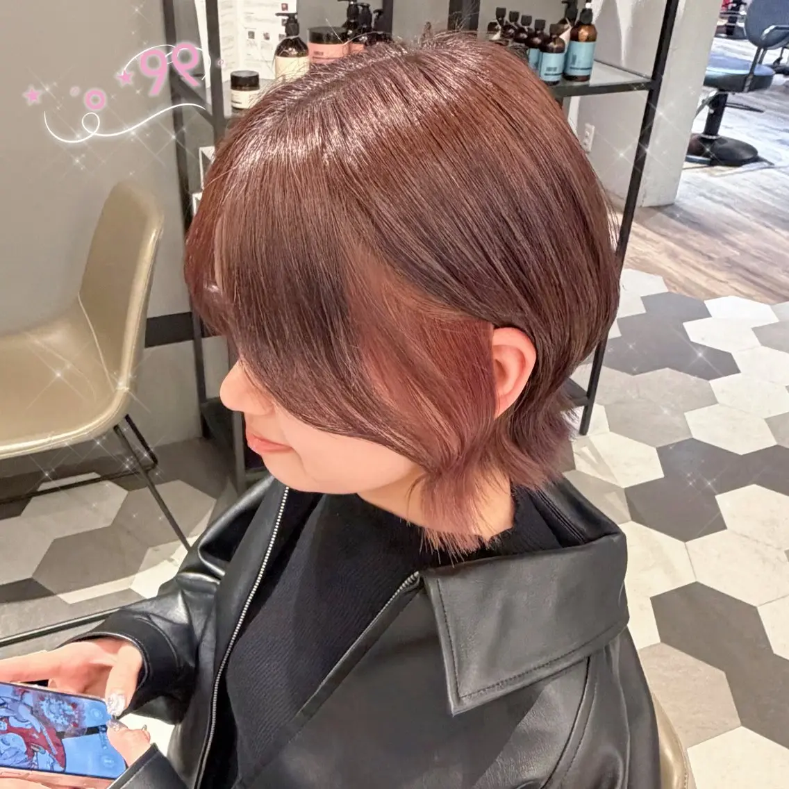 ミディアム カラー ブラウンカラー インナーカラー ピンクカラー ピンクブラウン カット ヘアカラー 顔周り/ガーリー /ヘアメ/あつはのヘアスタイル