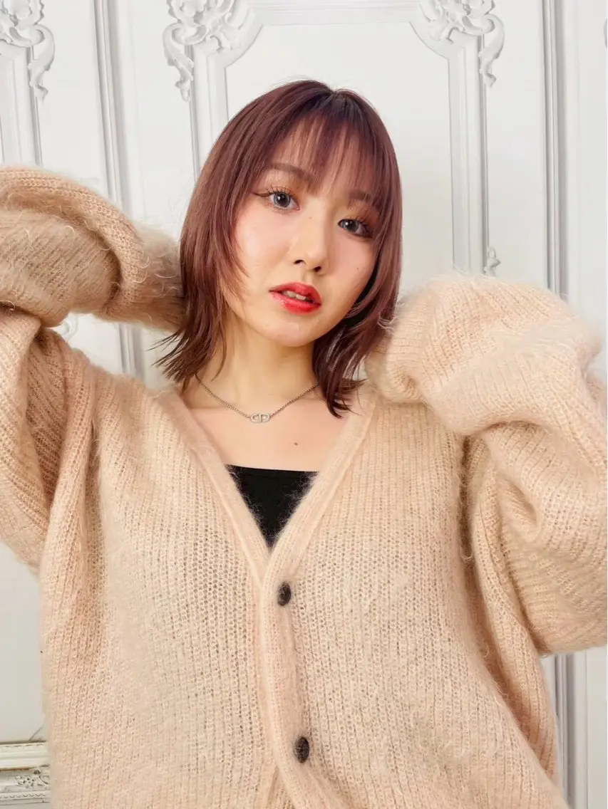 カラー ブリーチ ブラウンカラー 透明感カラー ブリーチなしカラー ピンクカラー ヘアカラー カラーモデル募集 佐藤 有彩のヘアスタイル