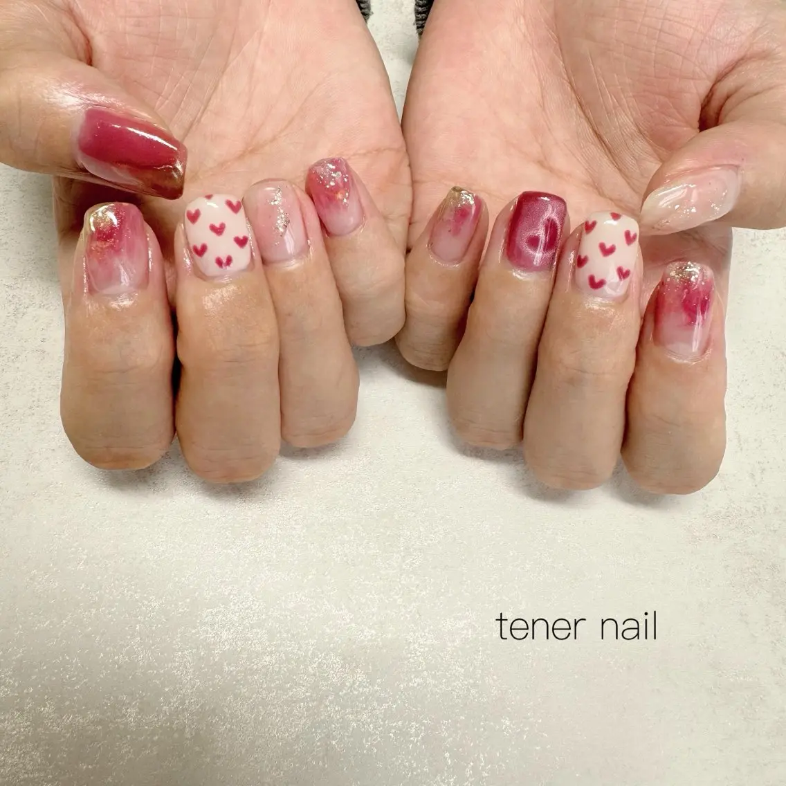 ネイル ハート ニュアンスネイル ハンドネイル テネルネイル tener nailのネイルデザイン