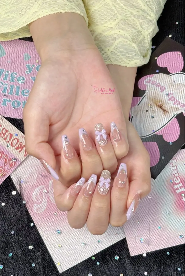 ネイル 桜ネイル 長さ出し フラワーネイル フレンチネイル ジェルネイル ハンドネイル ACon NailSalonのネイルデザイン