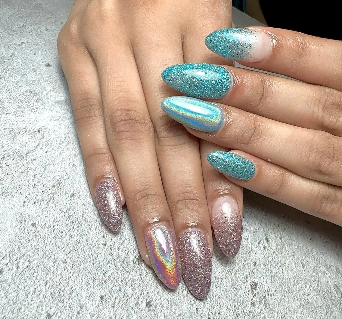 ネイル アートネイル 入学式 ハート マグネットネイル 持ち込み ハンドネイル Nailsalon Mimiy..♡のネイルデザイン