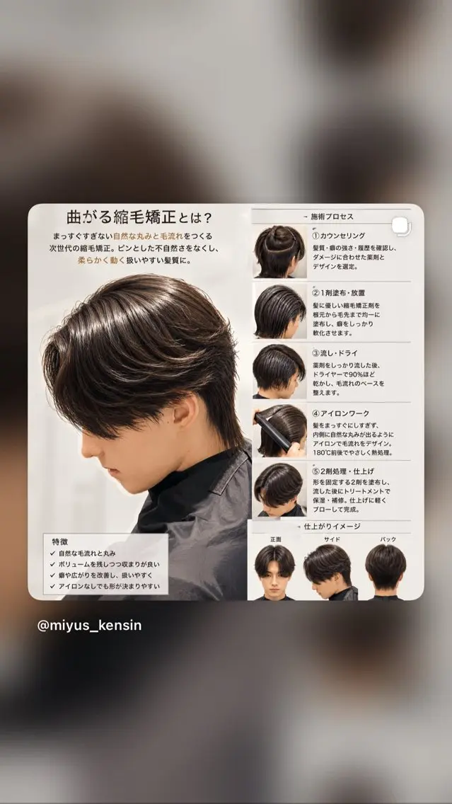 パーマ メンズ カット 縮毛矯正 高崎 堅心のヘアスタイル