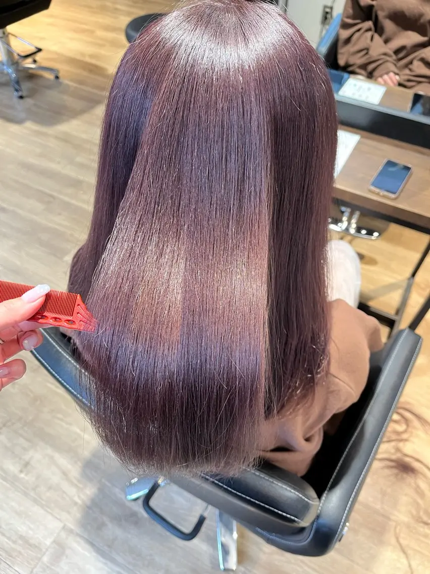 ロング カラー ブリーチ ピンクカラー バイオレットカラー ✨艶髪✨ 奈須晴香のヘアスタイル
