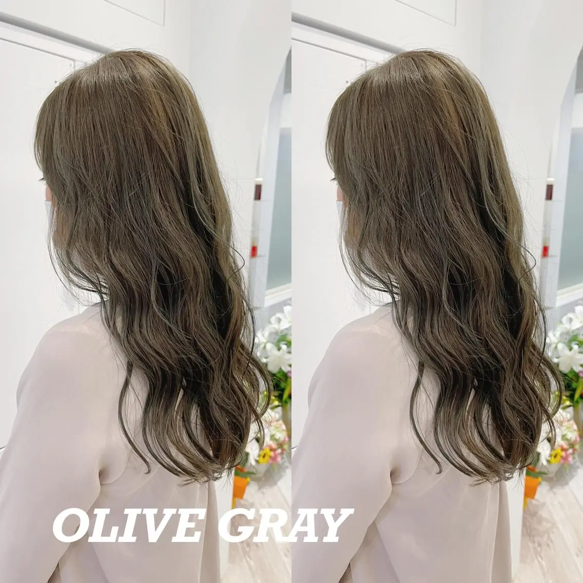 ロング カラー ヘアアレンジ グレージュ オリーブグレージュ オリーブグレー 佐々木 裕一のヘアスタイル