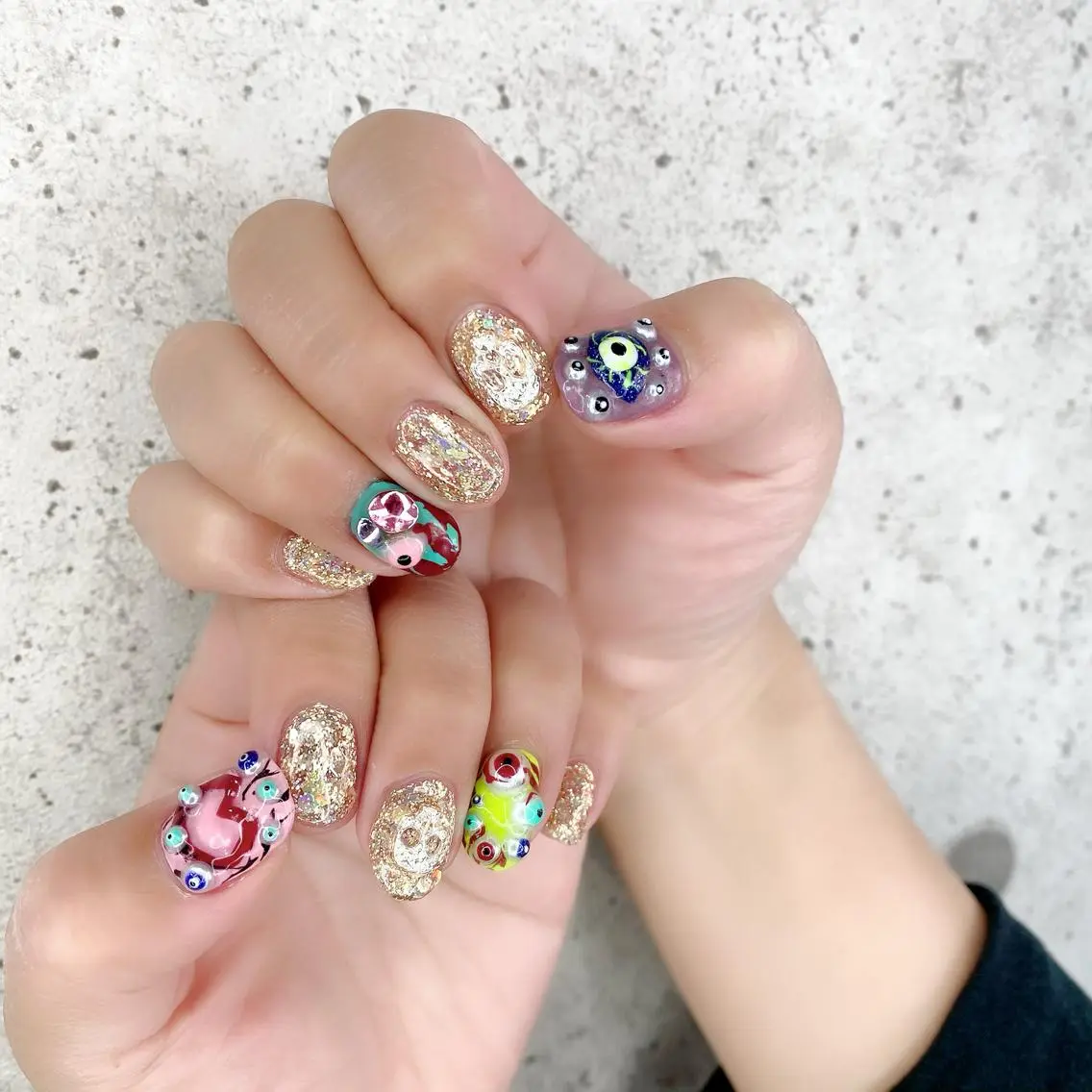 ミディアム カラー パーマ ヘアアレンジ メンズ キッズ ネイル マツエク・マツパ ハンドネイル Salon Ｋのネイルデザイン
