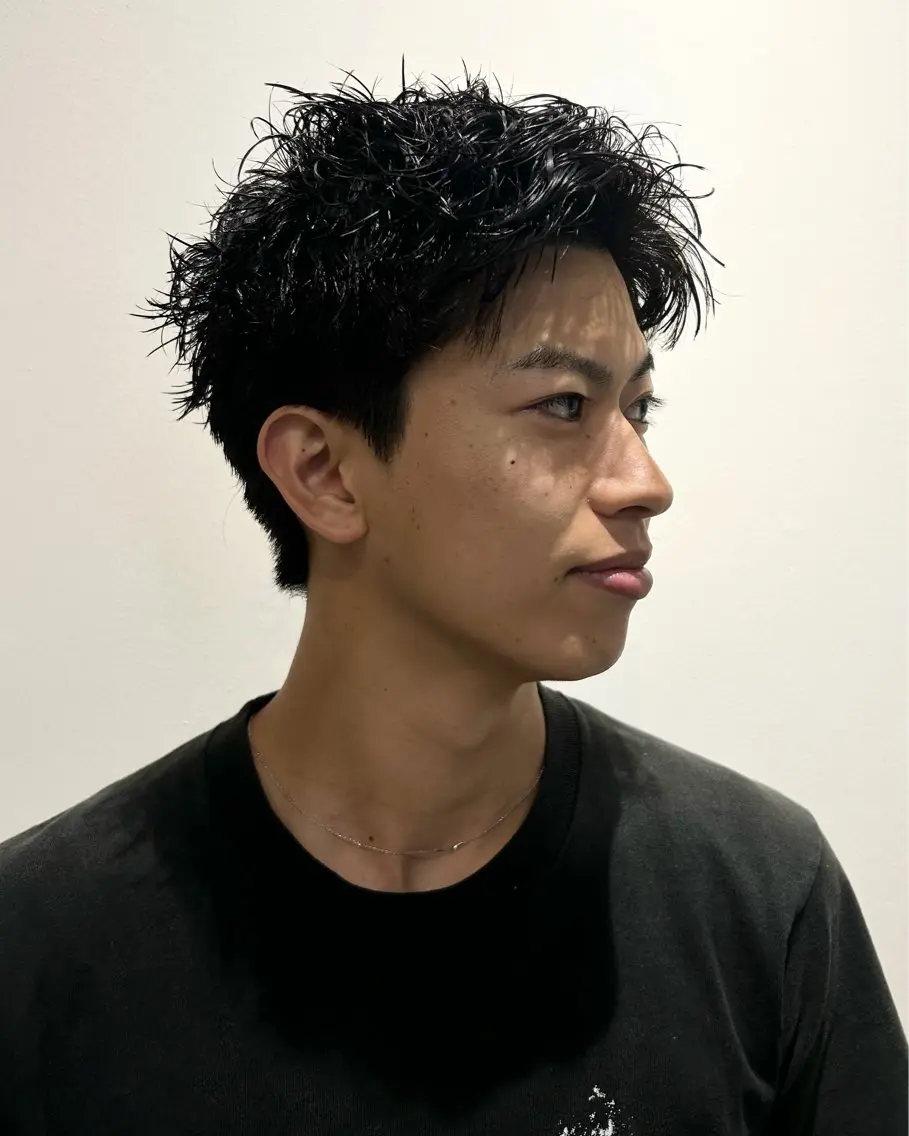 ショート パーマ メンズ カット パーマ 田中 遥陽のヘアスタイル