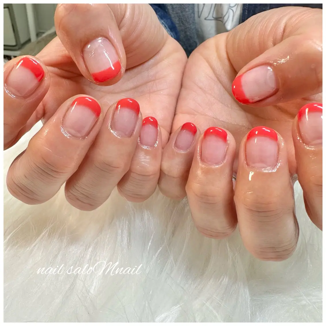 ネイル フレンチネイル オレンジ Mnail ちひろのネイルデザイン