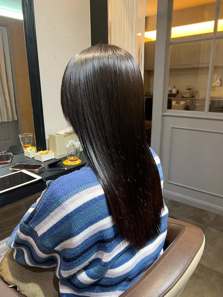 ロング カット 縮毛矯正 トリートメント 川村 綾のヘアスタイル